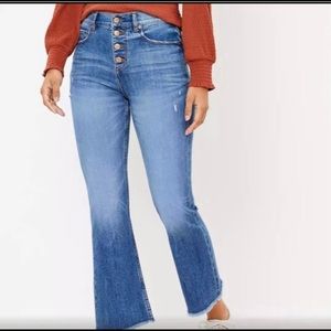 Ann Taylor Loft  Button Fly Jeans Flare Crop